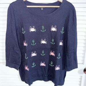 Talbots Navy Sweater with Nautical Motif